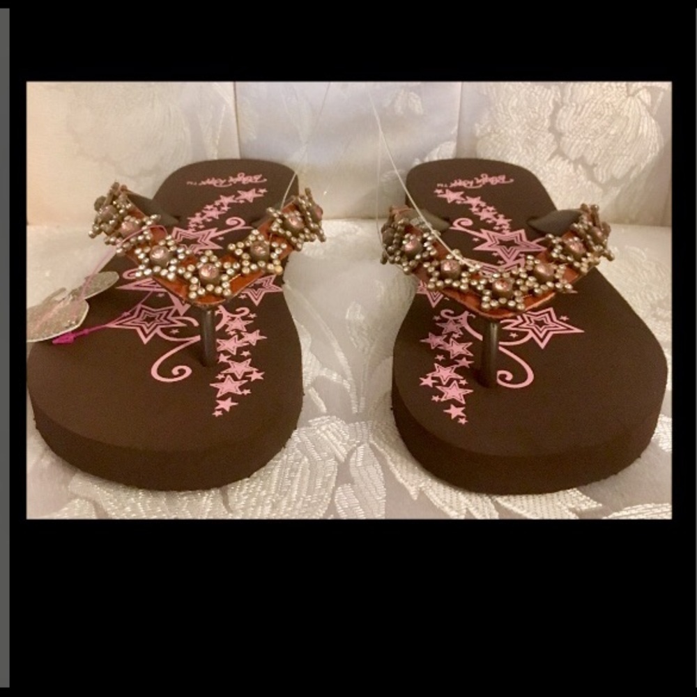 BLAZIN ROXX Rhinestone Stars Flip Flops - Picture 2 of 6